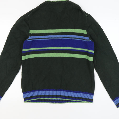 Tommy Hilfiger Men's Green L Striped Pullover Jumper