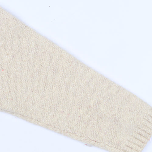 Jumper Women's Beige Wool Cable-Knit Floral Pullover L