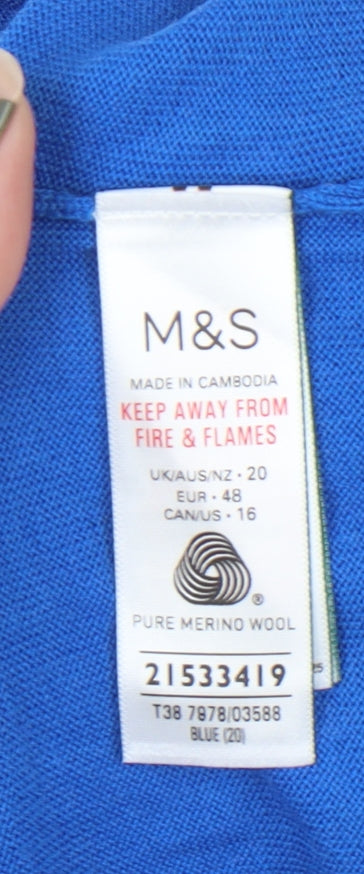 Marks and Spencer Blue Crew Neck Jumper, Size 20