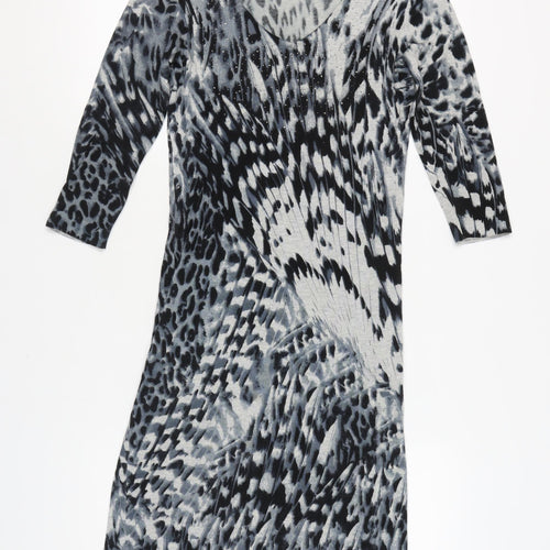 Planet Women's Grey Animal Print Sheath Dress XS