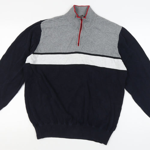 XL Grey & Black 1/2 Zip Cotton Men's Jumper - M&S
