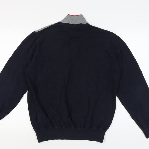 XL Grey & Black 1/2 Zip Cotton Men's Jumper - M&S