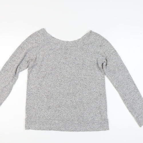 Grey V-Neck Women's Knit Sweater - Size 12