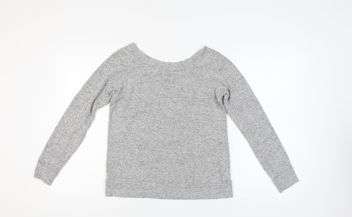 Grey V-Neck Women's Knit Sweater - Size 12