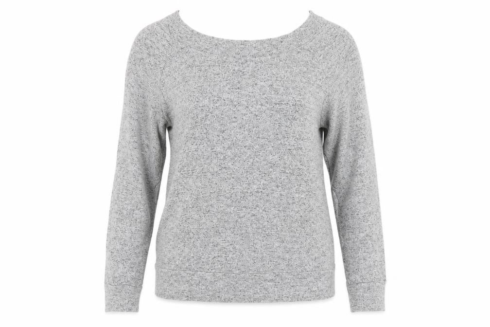 Front view of Grey V-Neck Women's Knit Sweater -, size 12