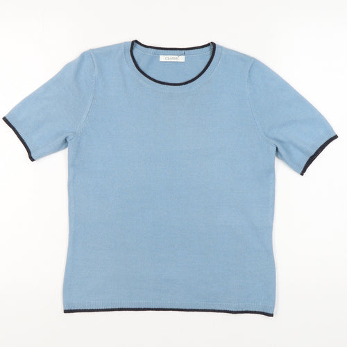 Marks and Spencer Women's Blue Round Neck Jumper Size 8
