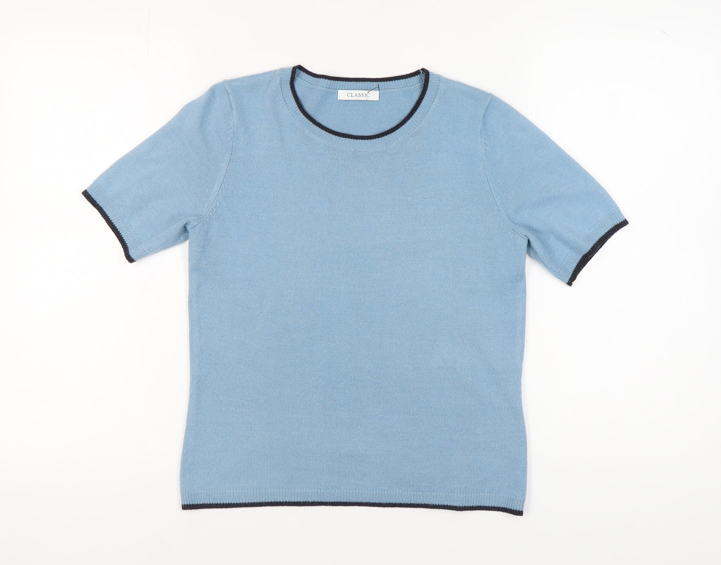 Marks and Spencer Women's Blue Round Neck Jumper Size 8