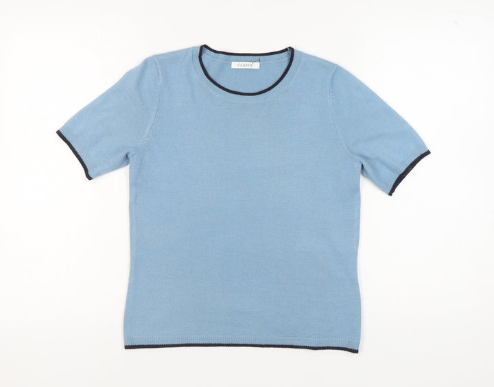 Marks and Spencer Women's Blue Round Neck Jumper Size 8