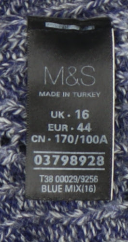 Marks and Spencer Women's Blue Knit Jumper - Size 16