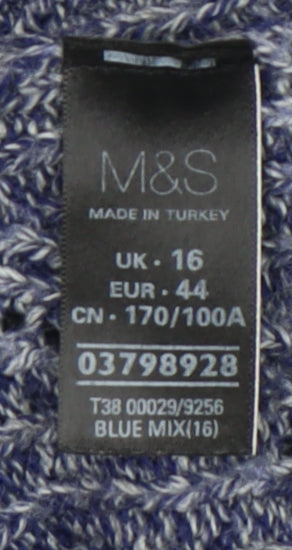 Marks and Spencer Women's Blue Knit Jumper - Size 16