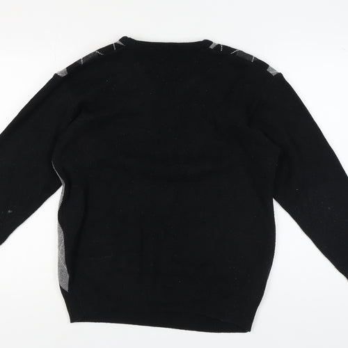 Greenwoods Men's Black M Argyle Pullover Jumper