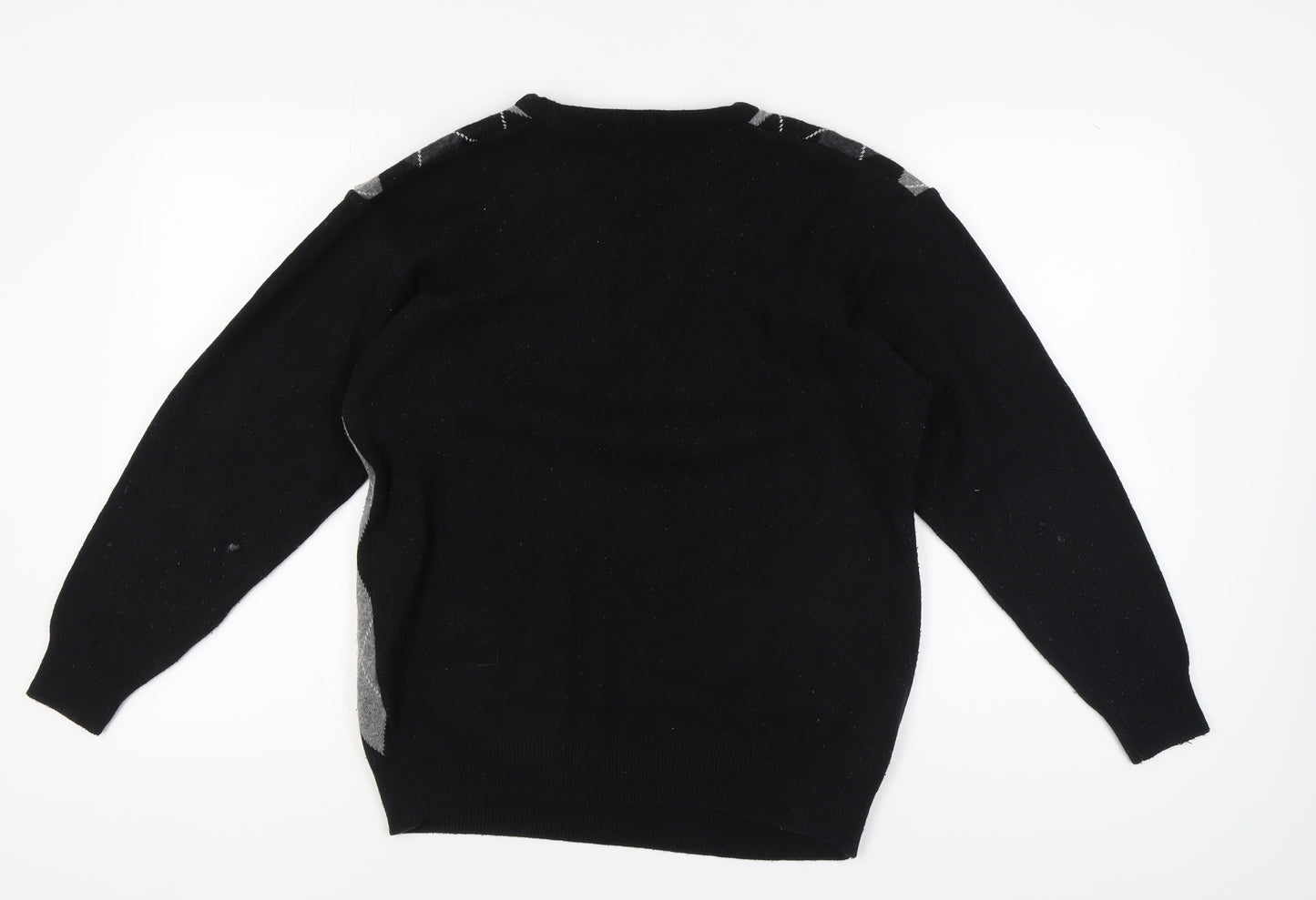Greenwoods Men's Black M Argyle Pullover Jumper