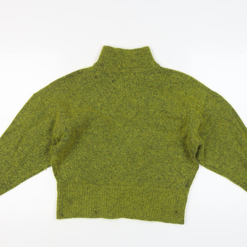 Marks and Spencer Women's Green High Neck Jumper Size 14