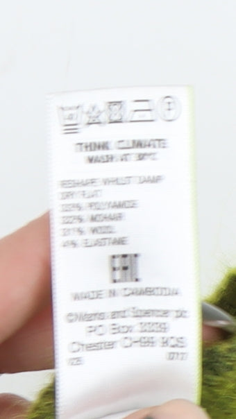 Marks and Spencer Women's Green High Neck Jumper Size 14