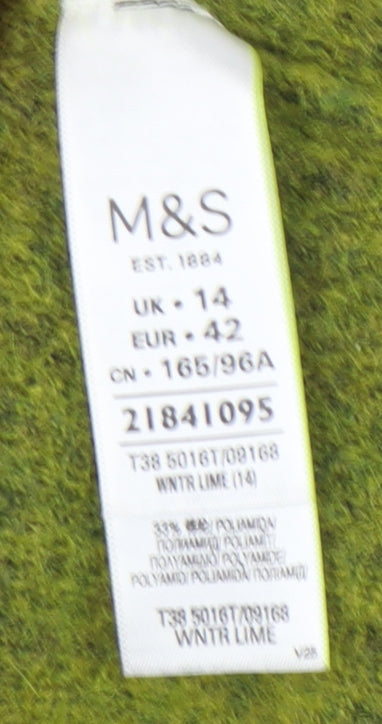 Marks and Spencer Women's Green High Neck Jumper Size 14