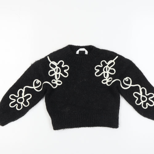 Marks and Spencer Girls Black Wool Pullover Jumper 4-5 Years