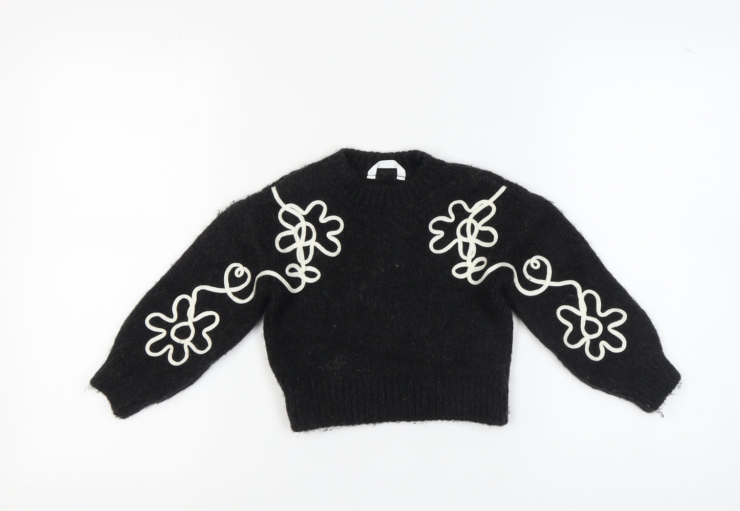 Marks and Spencer Girls Black Wool Pullover Jumper 4-5 Years