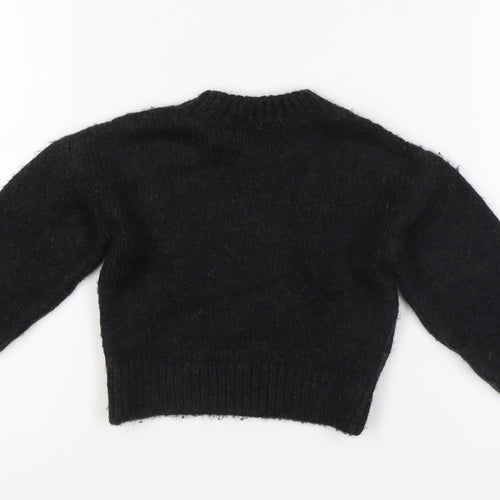 Marks and Spencer Girls Black Wool Pullover Jumper 4-5 Years