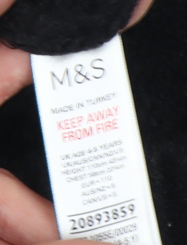 Marks and Spencer Girls Black Wool Pullover Jumper 4-5 Years