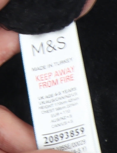 Marks and Spencer Girls Black Wool Pullover Jumper 4-5 Years