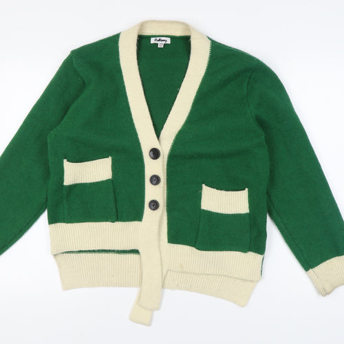 RedBerry Women's Green Cardigan S V-Neck Button Knit