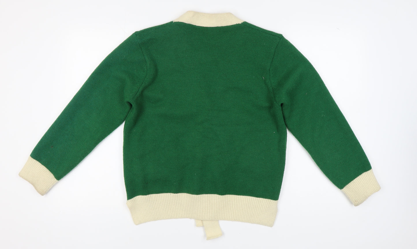 RedBerry Women's Green Cardigan S V-Neck Button Knit