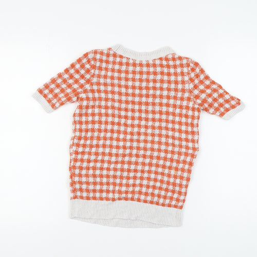 Marks and Spencer Women's Orange Checked Knit Pullover, Size 6