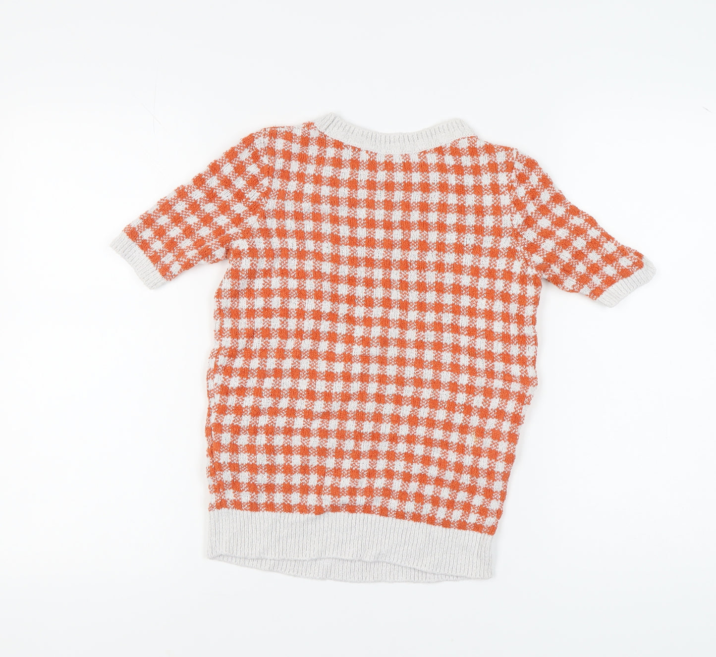 Marks and Spencer Women's Orange Checked Knit Pullover, Size 6