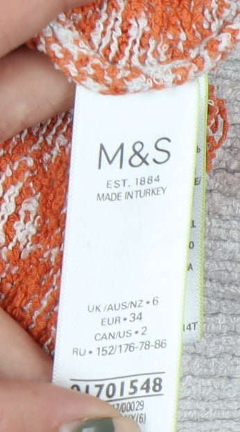Marks and Spencer Women's Orange Checked Knit Pullover, Size 6