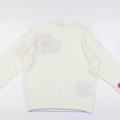 Isabella D. Women's Floral White Knit Pullover Jumper M