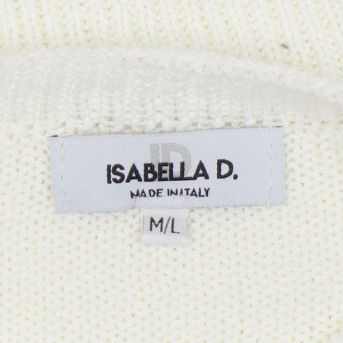 Isabella D. Women's Floral White Knit Pullover Jumper M