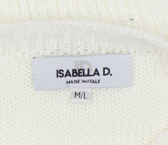 Isabella D. Women's Floral White Knit Pullover Jumper M