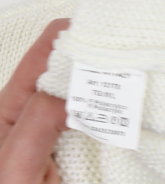 Isabella D. Women's Floral White Knit Pullover Jumper M