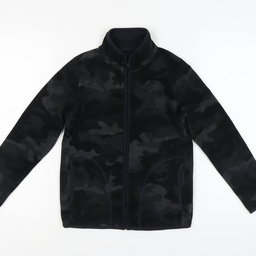 Uniqlo Boys Black Camouflage Zip Jacket, Size 12 Years