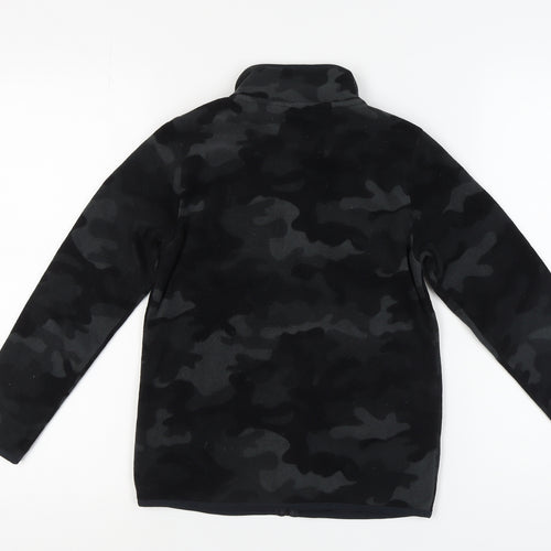 Uniqlo Boys Black Camouflage Zip Jacket, Size 12 Years