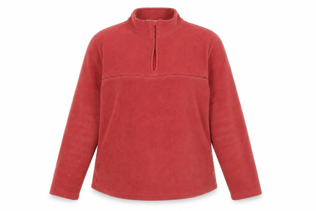 Front view of M&Co Women's Red Fleece Sweatshirt, L, High Neck