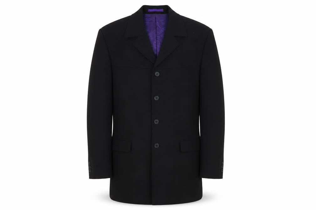 Front view of Burton Men's Black Regular Fit Blazer, size 38R, Viscose Blend