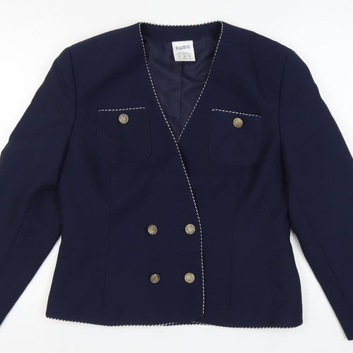 Eastex Women's Blue Double-Breasted Suit Jacket Size 16