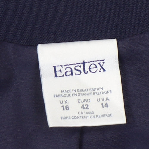 Eastex Women's Blue Double-Breasted Suit Jacket Size 16