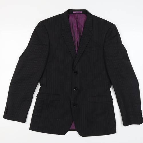 Next Men's Black Striped Wool Blazer Size 38R