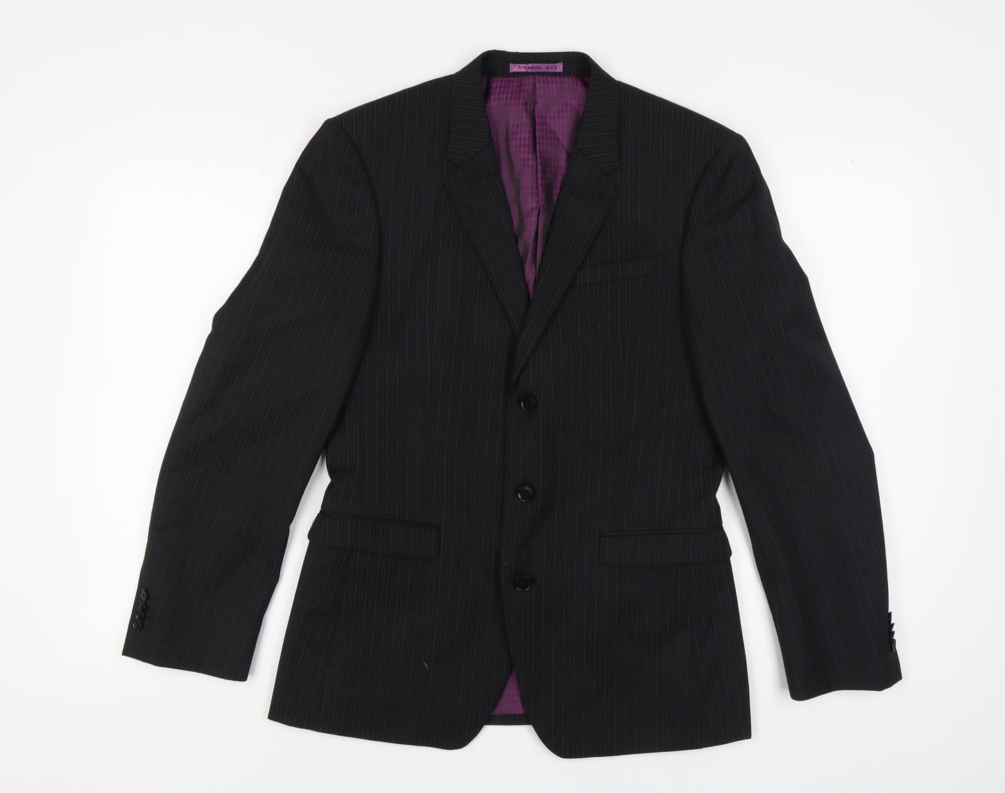Next Men's Black Striped Wool Blazer Size 38R