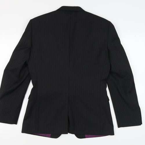 Next Men's Black Striped Wool Blazer Size 38R
