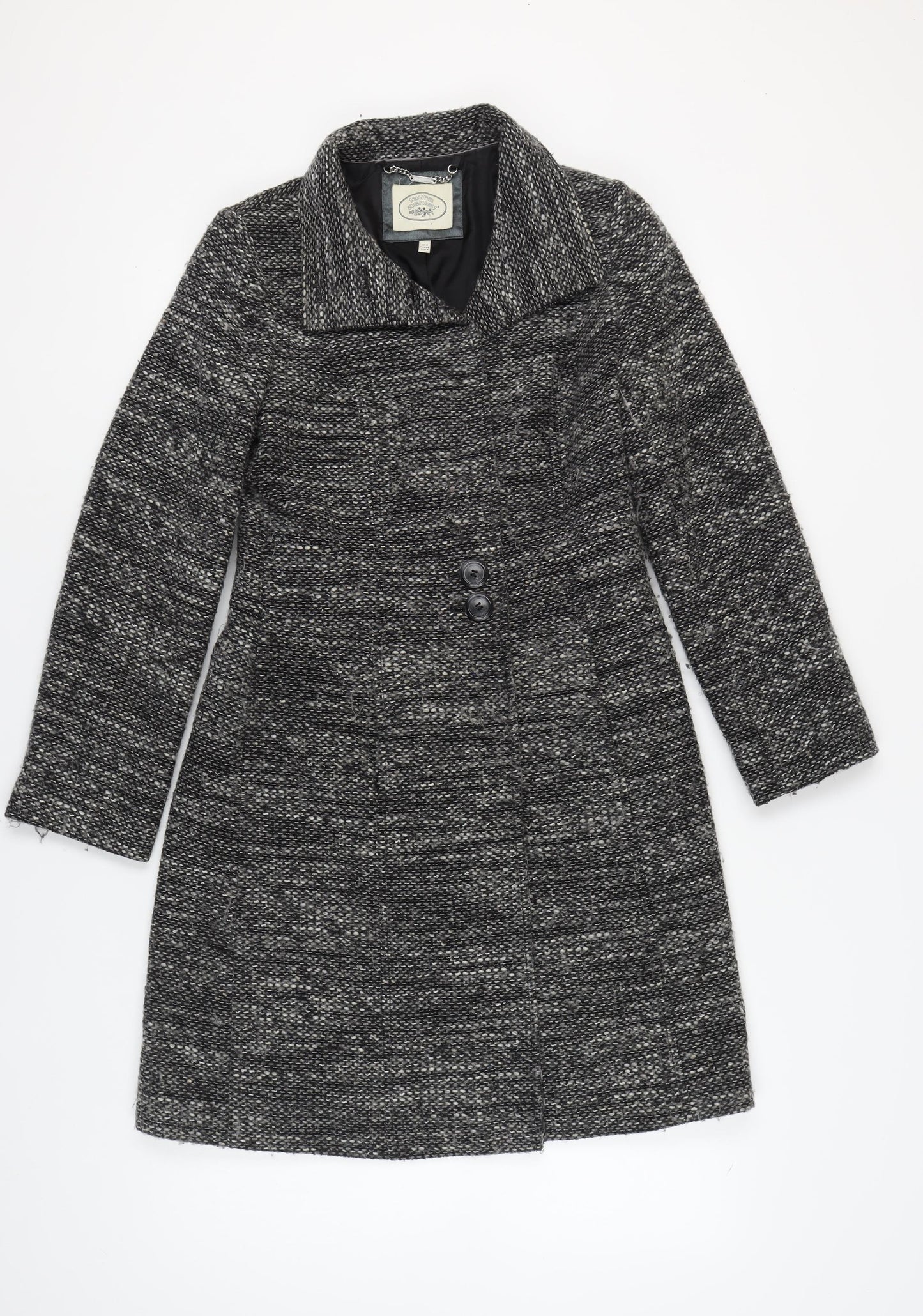 Laura Ashley Women's Grey Overcoat - Size 8 Classic Style
