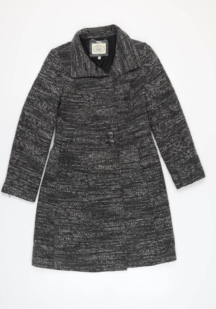 Laura Ashley Women's Grey Overcoat - Size 8 Classic Style