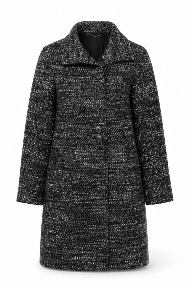 Front view of Laura Ashley Women's Grey Overcoat -, size 8, Classic Style