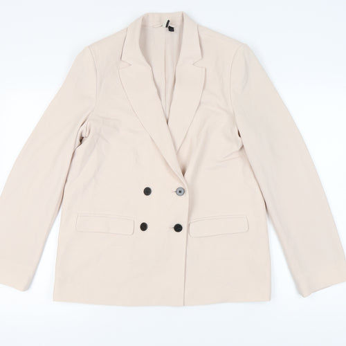 Topshop Women's Beige Double-Breasted Blazer Size 10