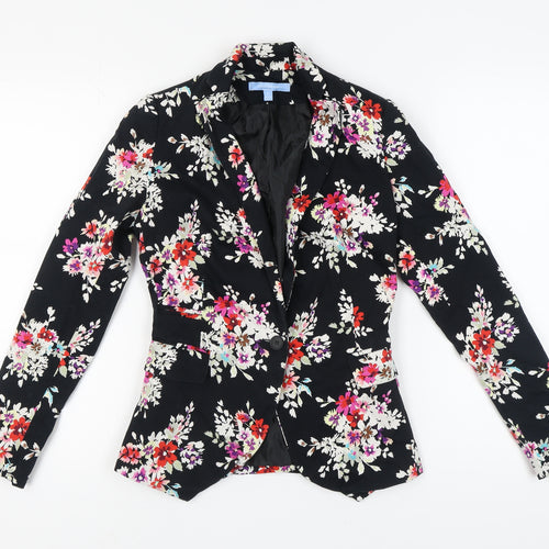 Aphorism Women's Black Floral Blazer, Size 6, Slim Fit