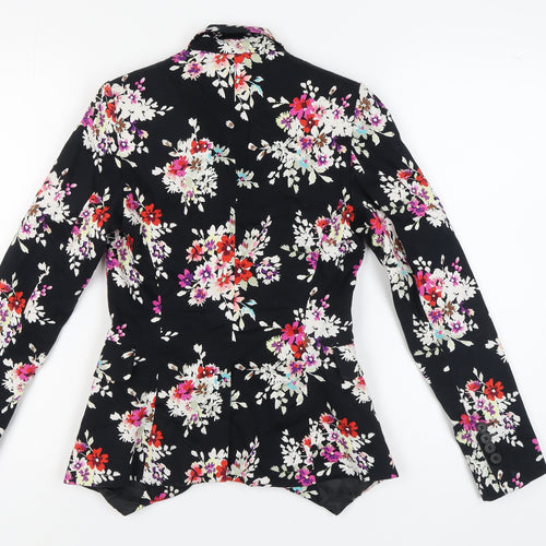 Aphorism Women's Black Floral Blazer, Size 6, Slim Fit