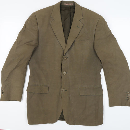 Jaeger Men's Brown Silk Linen Blazer 40R