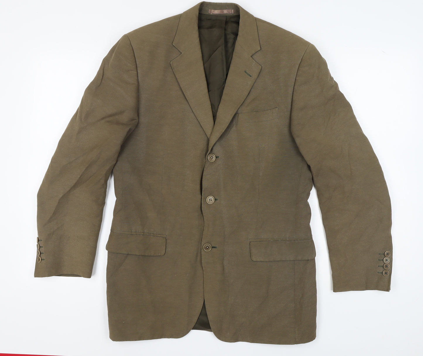 Jaeger Men's Brown Silk Linen Blazer 40R